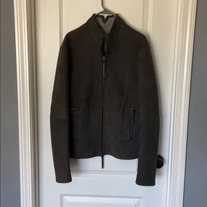 Emporio Armani Grey Lambskin Leather Jacket